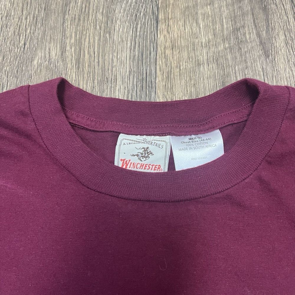 Y2K Winchester 1866 Long Sleeve T-Shirt Men's Large Maroon Western Hunting - Picture 3 of 10